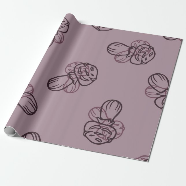 Mushroom pattern wrapping paper (Unrolled)