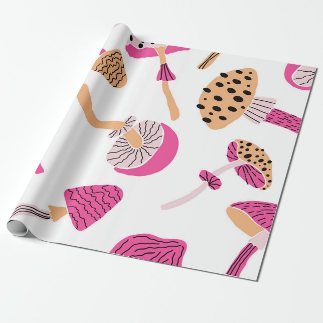 Mushroom pattern wrapping paper (Unrolled)