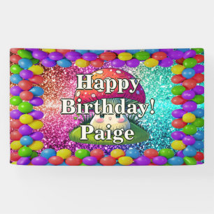 Mushroom Personalised character birthday banner