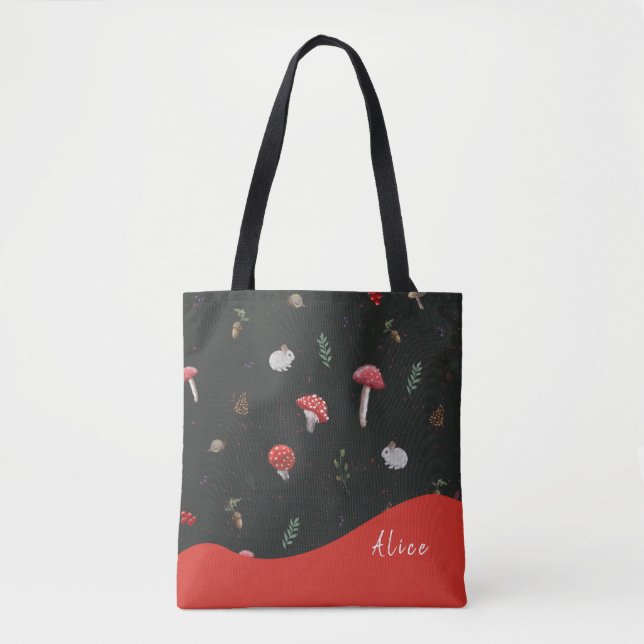 Mushroom personalised or not tote bag (Front)