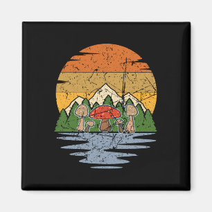 Mushroom Picking Retro Magnet
