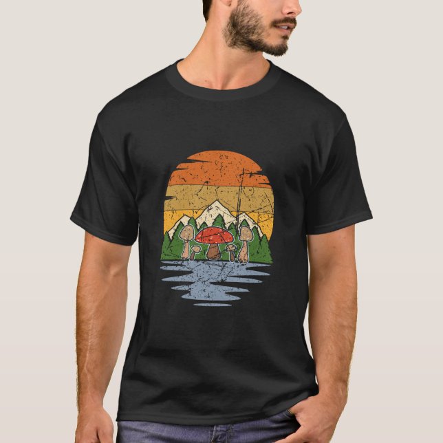 Mushroom Picking Retro T-Shirt (Front)