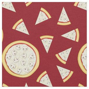 Mushroom Pizza Cute Food Kids Fabric
