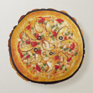 Mushroom Pizza Round Cushion
