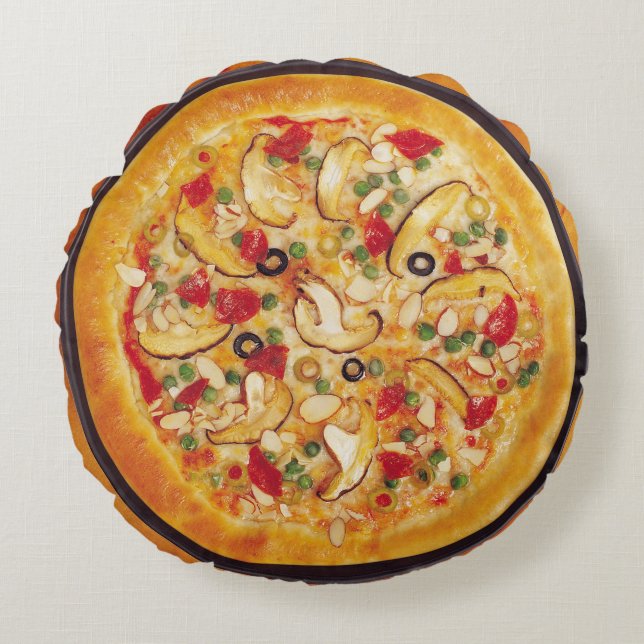 Mushroom Pizza Round Cushion (Front)