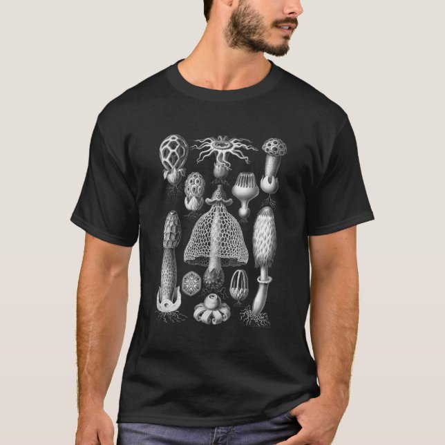 Mushroom Print Mushroom Art Botanical Illustration T-Shirt (Front)