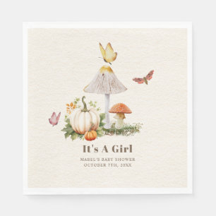 Mushroom Pumpkin Butterfly Woodland Baby Shower Napkin