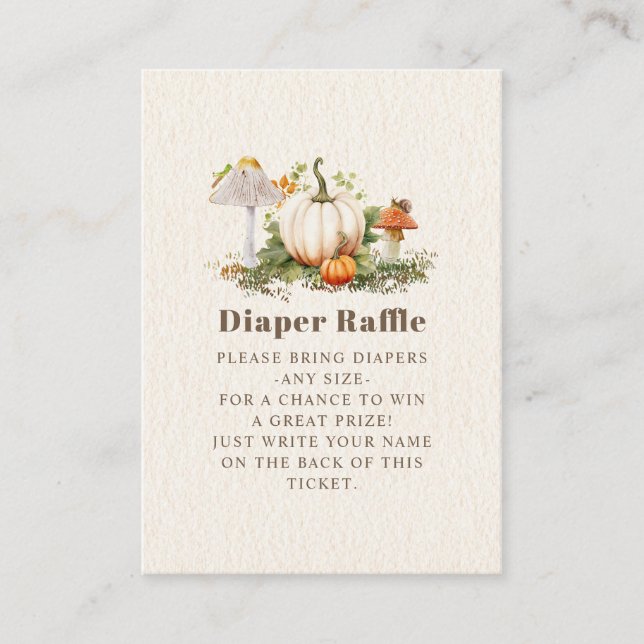 Mushroom Pumpkin Woodland Baby Shower Diaper Raffl Enclosure Card (Front)