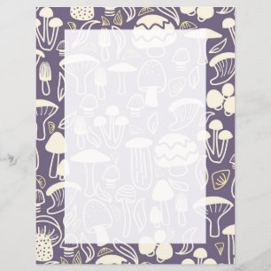 Mushroom Purple Grey Stationery Paper