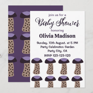 Mushroom Purple Mushroom Baby Girl Baby Shower Invitation