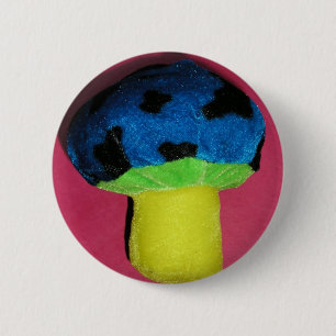 Mushroom red 6 cm round badge