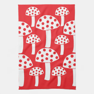 Mushroom Red White Mushroom  Tea Towel