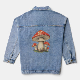 Mushroom Retro Cottagecore - 3/4 Sleeve Jean Denim Jacket