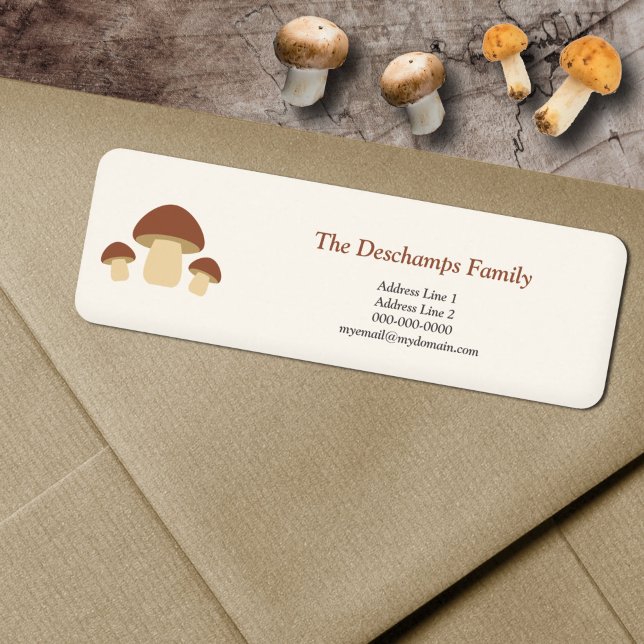 Mushroom Return Address Label (Mushroom Return Address Label Sticker)