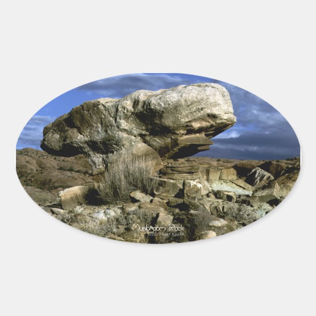 Mushroom Rock Colour Photo Oval Sticker (Front)