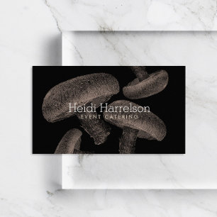 Mushroom Screen-Print Illustration Tan/Black Business Card