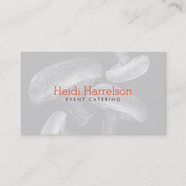 Mushroom Screen-Print Illustration White/Grey Business Card (Front)