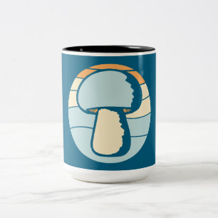 Mushroom Silhouette Sunset Retro Nature Vintage Ca Two-Tone Coffee Mug