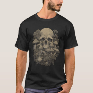 Mushroom Skull Cottagecore Aesthetic Goth Art Emo  T-Shirt