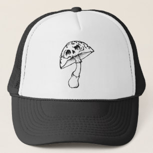 mushroom skull trucker hat