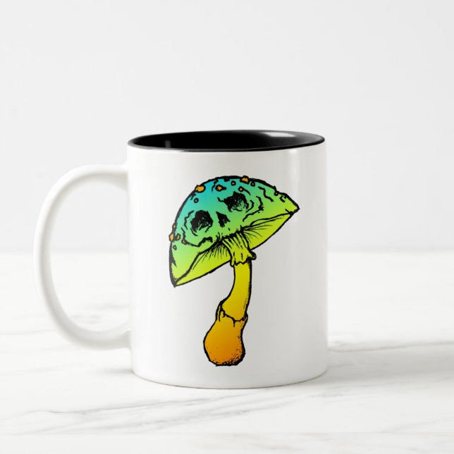 mushroom skull Two-Tone coffee mug (Left)