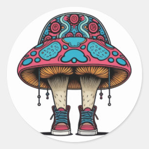 Mushroom Sneaker Character Classic Round Sticker