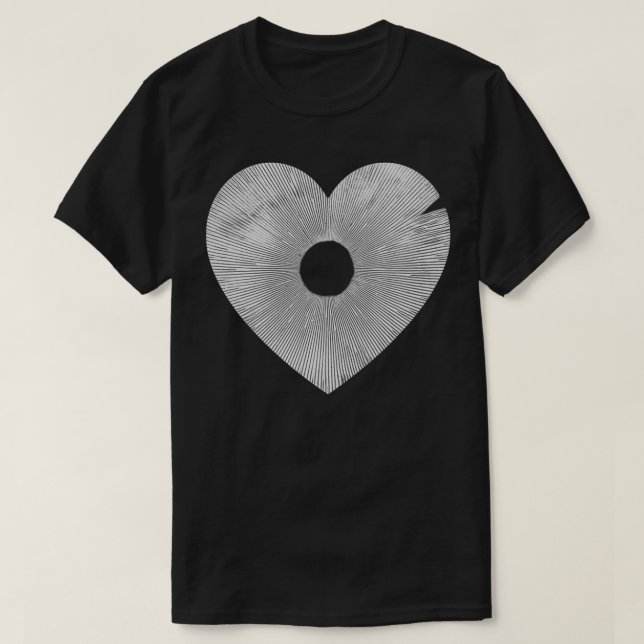 Mushroom Spore Heart Fungi Mycology Foraging Love  T-Shirt (Design Front)
