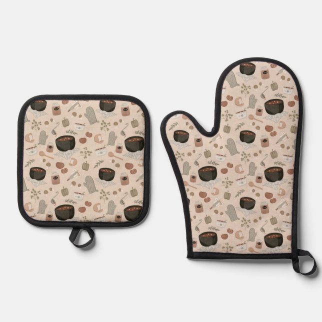 Mushroom Stew Oven Mitt & Pot Holder Set (Front)
