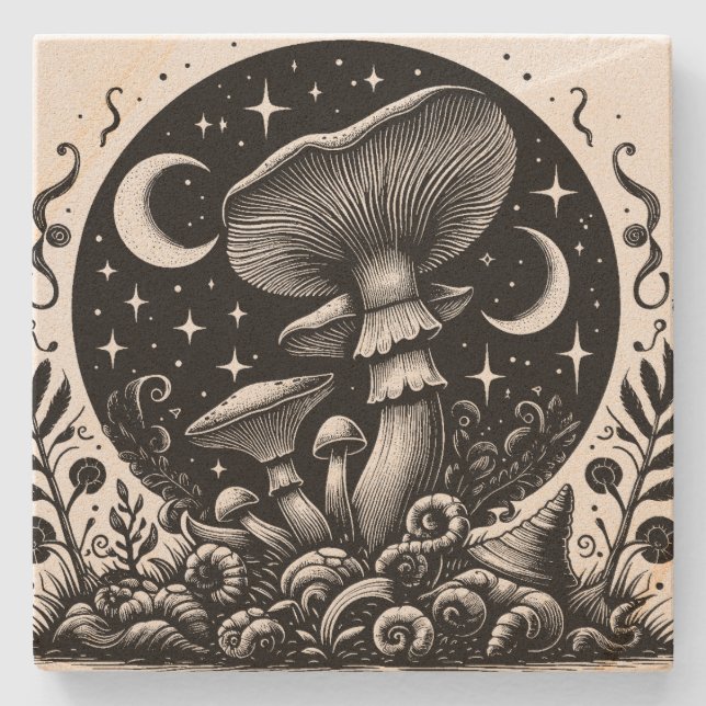 Mushroom  stone coaster (Front)
