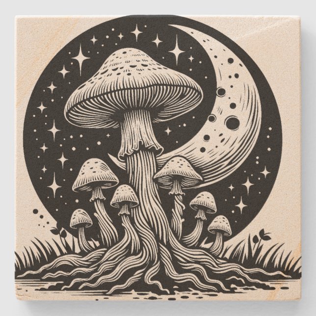 Mushroom  stone coaster (Front)