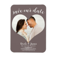 Mushroom Taupe Heart Photo Wedding Save the Date