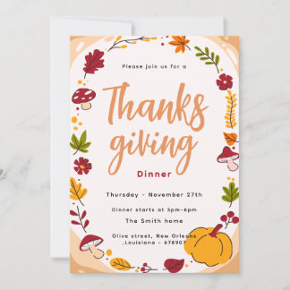 Mushroom Thanksgiving Dinner Invitation