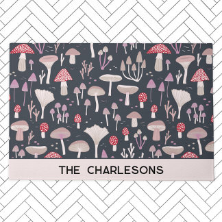 Mushroom Toadstool Fungi Family Name Personalised Doormat