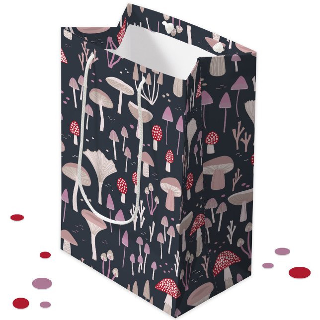 Mushroom Toadstool Fungi Medium Gift Bag (Mushroom, toadstool and fungi woodland pattern gift bag)