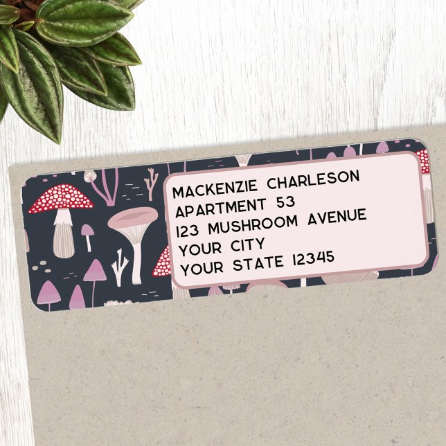 Mushroom Toadstool Fungi Return Address (Mushroom, toadstool and fungi woodland pattern return address label)
