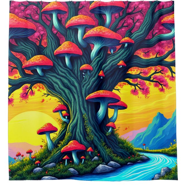 Mushroom Tree Shower Curtain (Front)