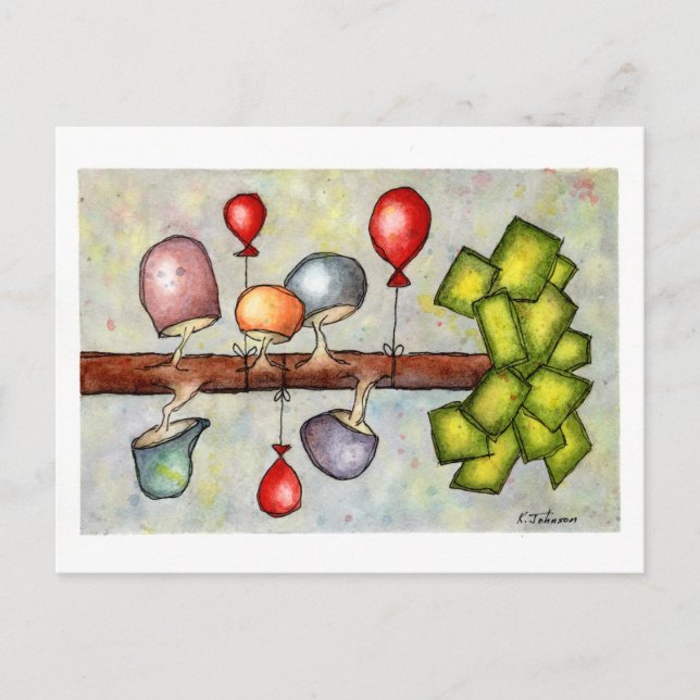 Mushroom Tree Watercolor Postcard (Front)