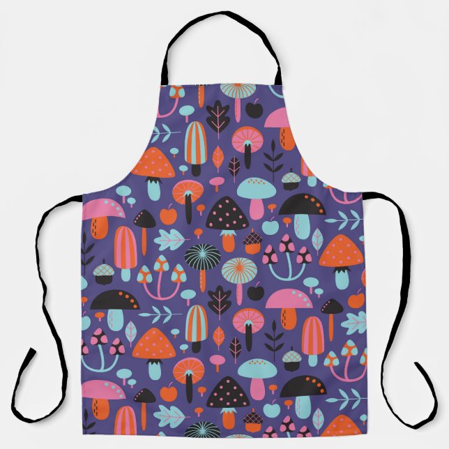 Mushroom Variety: Vintage Illustration Apron (Front)