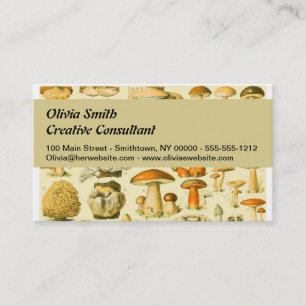 Mushroom Vintage Toadstool Antique Illustration Business Card