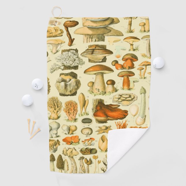 Mushroom Vintage Toadstool Antique Illustration Golf Towel (InSitu)