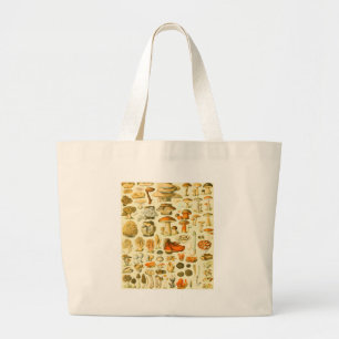 Mushroom Vintage Toadstool Antique Illustration Large Tote Bag