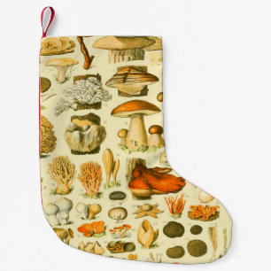 Mushroom Vintage Toadstool Antique Illustration Small Christmas Stocking