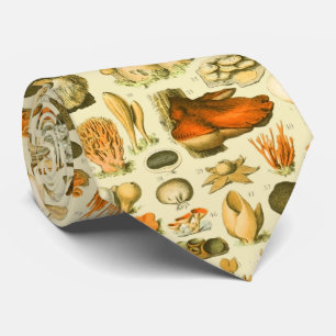 Mushroom Vintage Toadstool Antique Illustration Tie