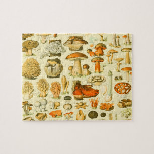 Mushroom Vintage Toadstool Botanical Art Jigsaw Puzzle