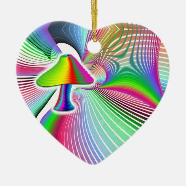 Mushroom Vision Ceramic Tree Decoration (Front)