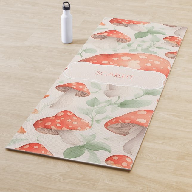 Mushroom Watercolor Colourful Personalised Pattern Yoga Mat (In Situ)