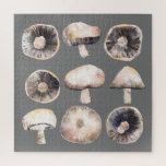 Mushroom Watercolor Jigsaw Puzzle<br><div class="desc">Minimalist watercolor painting of mushrooms in neutral shades of brown and grey.  Original art by Nic Squirrell.</div>
