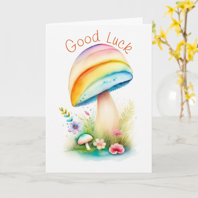 mushroom watercolor painting card (Yellow Flower)