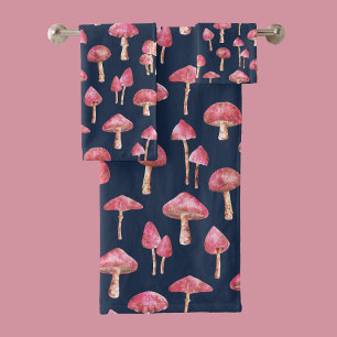 Mushroom Watercolor Pattern Bath Towel Set