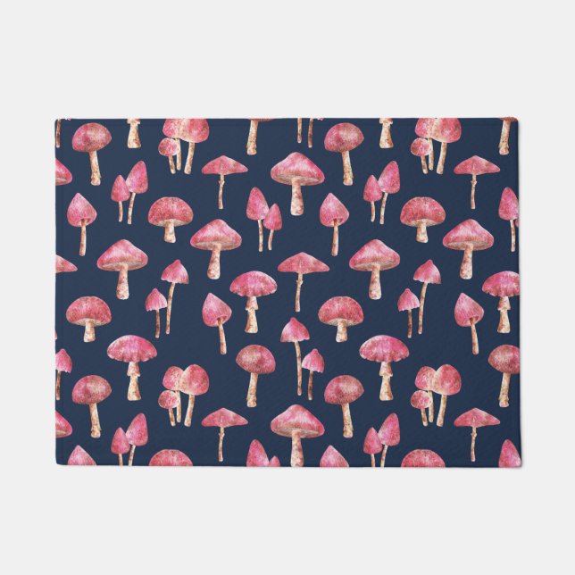 Mushroom Watercolor Pattern Doormat (Front)